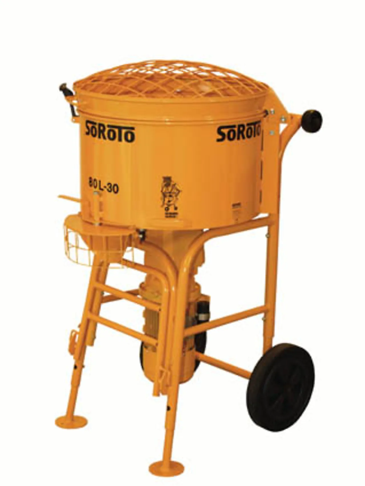 Tvangsblander med hjul 240 volt 80 liter gul