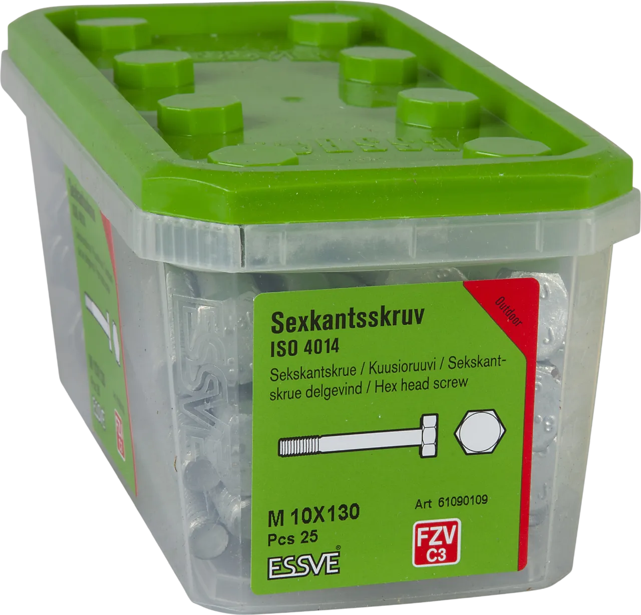 Sekskantskrue dg m10x130 fzv -25 delgjenget varmforsinket stål null - null - 2 - Miniatyr