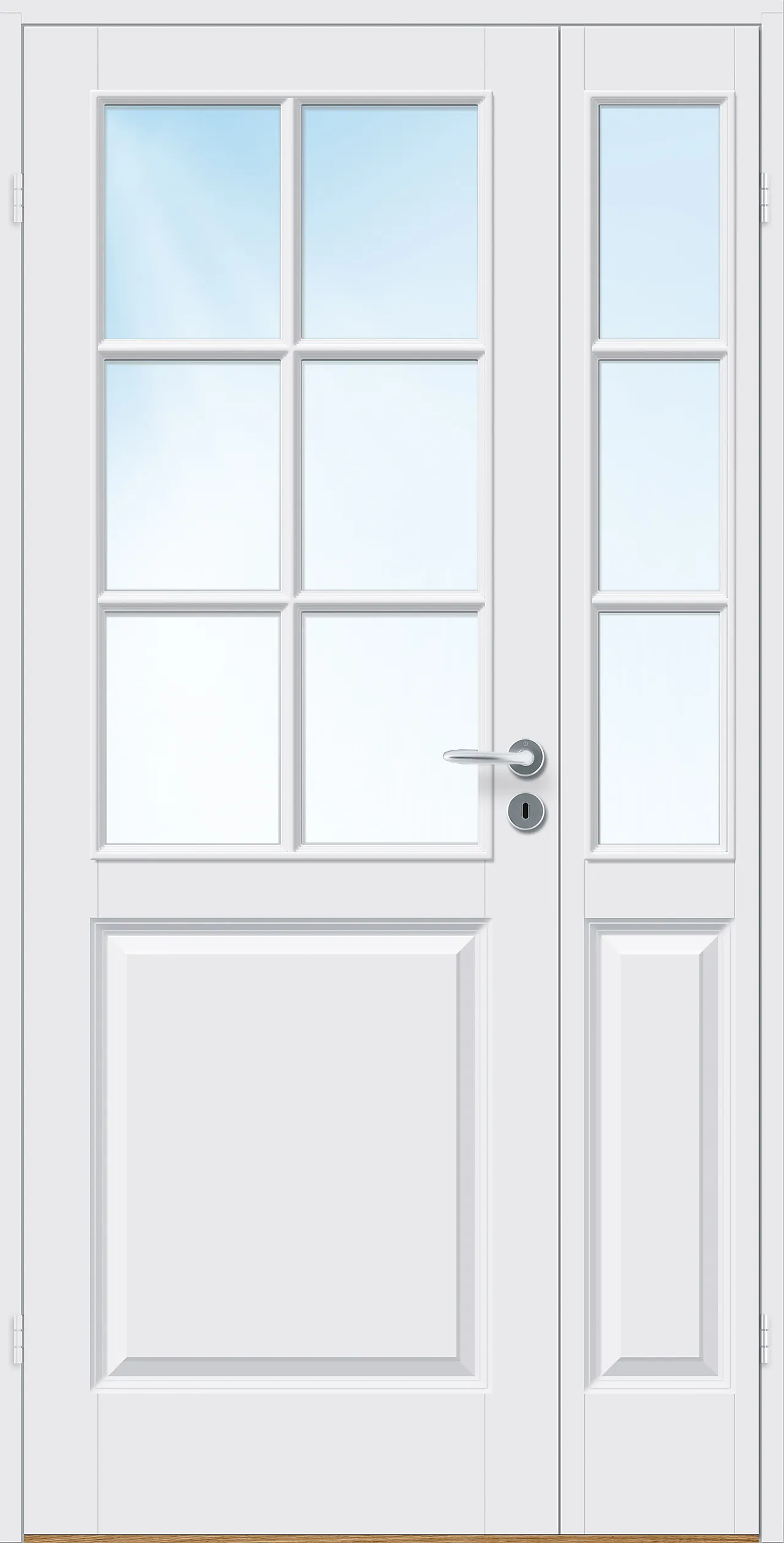 Sidefelt innerdør Kari halvglass hvit 40x210 cm