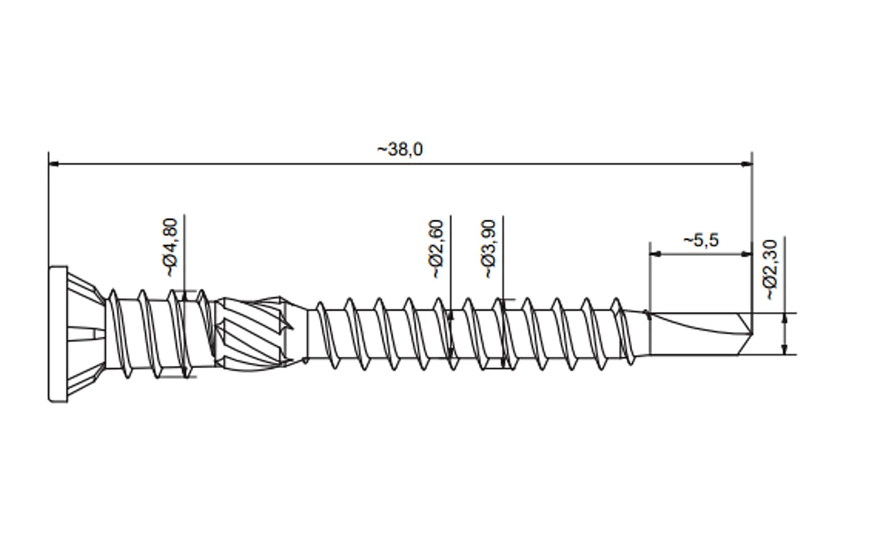 Skrue scr-w universal 3,9x38 250stk til tre, 250 stk umalt null - null - 2 - Miniatyr