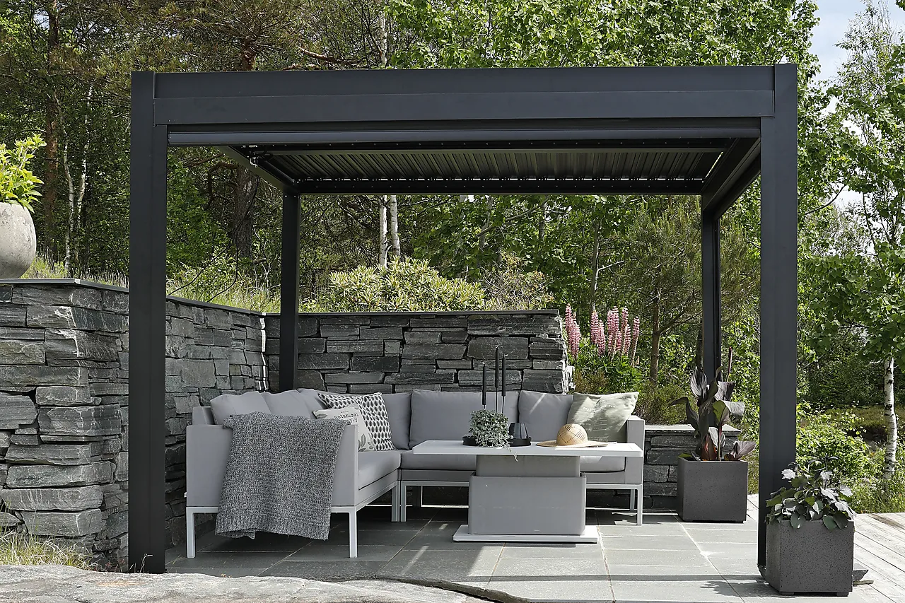 Pergola Stavern sort med tak 3x4 meter null - null - 2 - Miniatyr