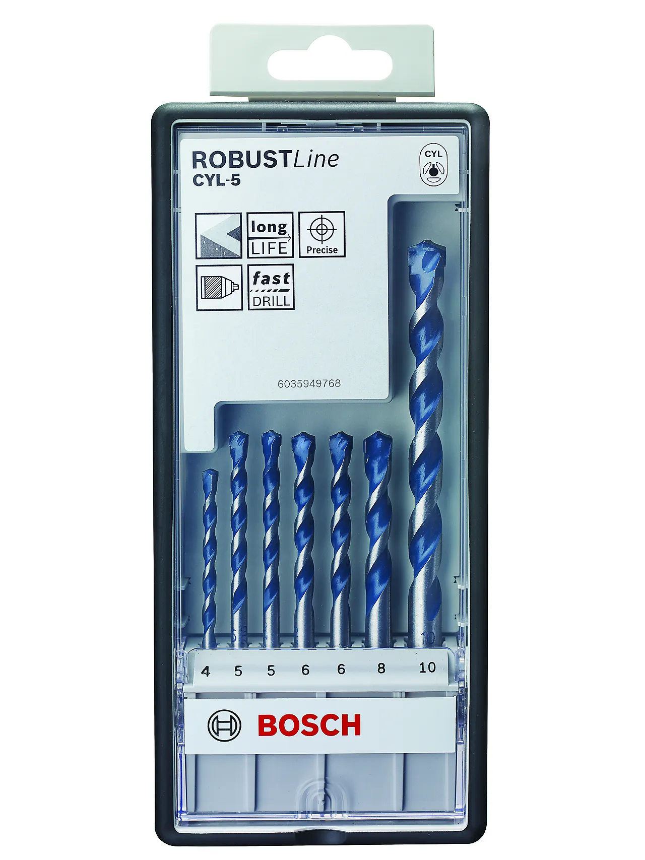 Betongborsett cyl5 4-10mm 7del deler