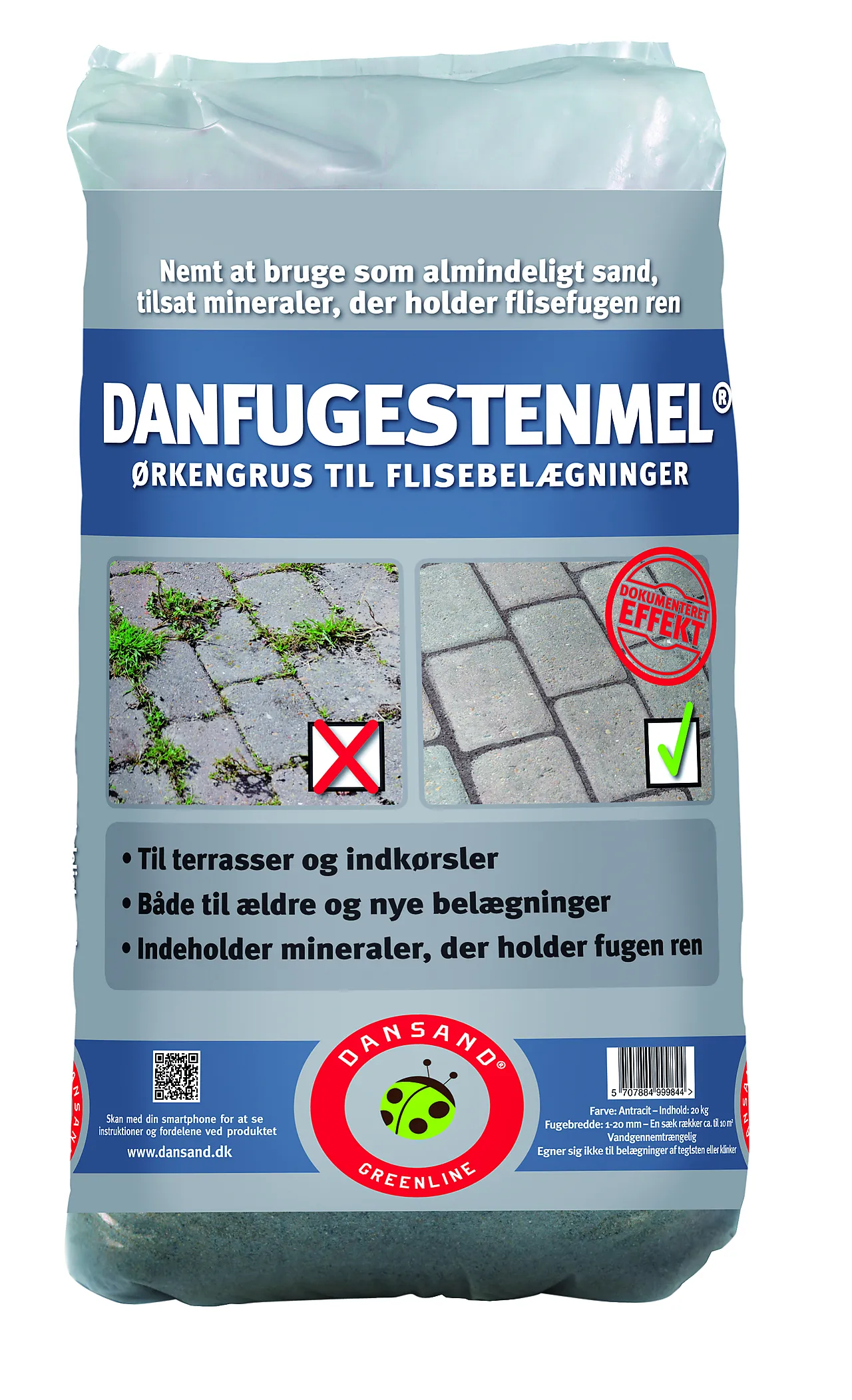 Fugesand danfugestenmel nogrow 20kg knust 0-6mm 54stk/pall, 1080kg/pall Fugesand danfugestenmel nogrow 20kg knust 0-6mm 54stk/pall, 1080kg/pall