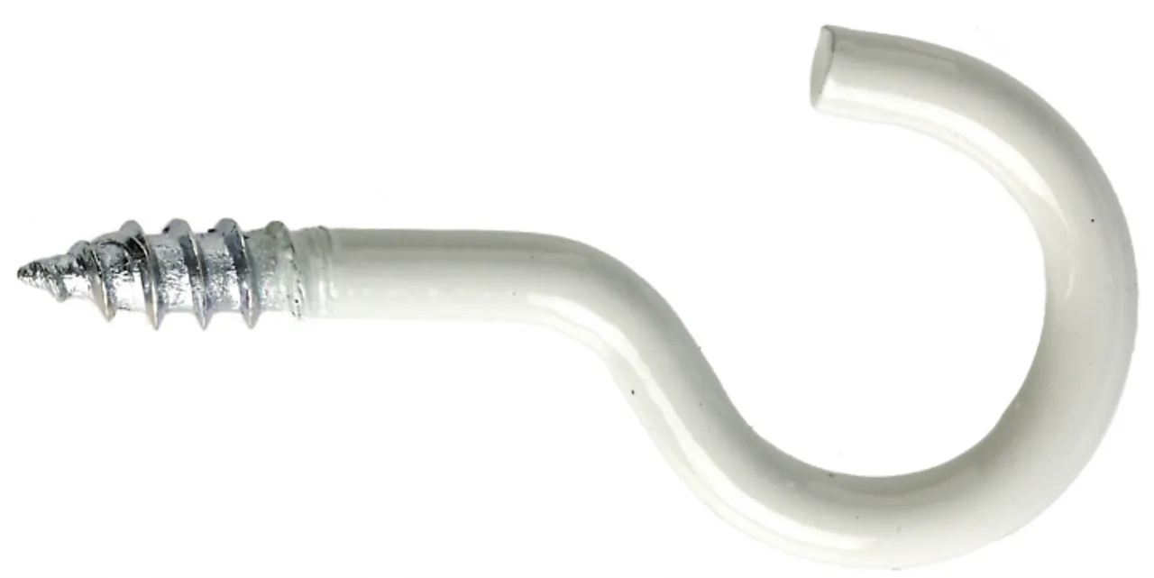 Skruekrok hvit epoxy 52x14x3,3 mm 4 stk