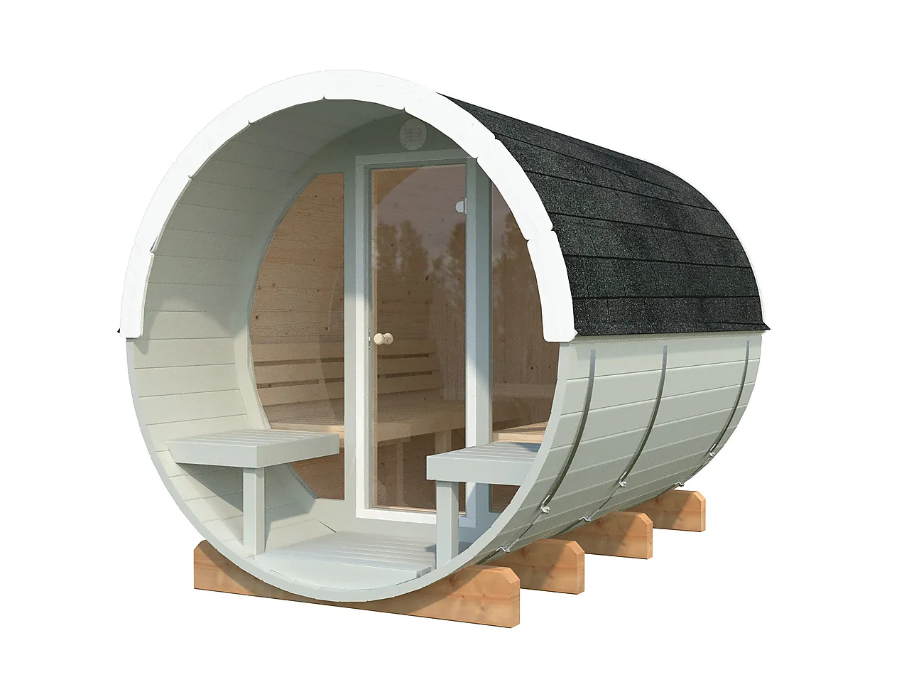 Badstutønne Anita med glass 1,6+0,7 m2 null - null - 2 - Miniatyr