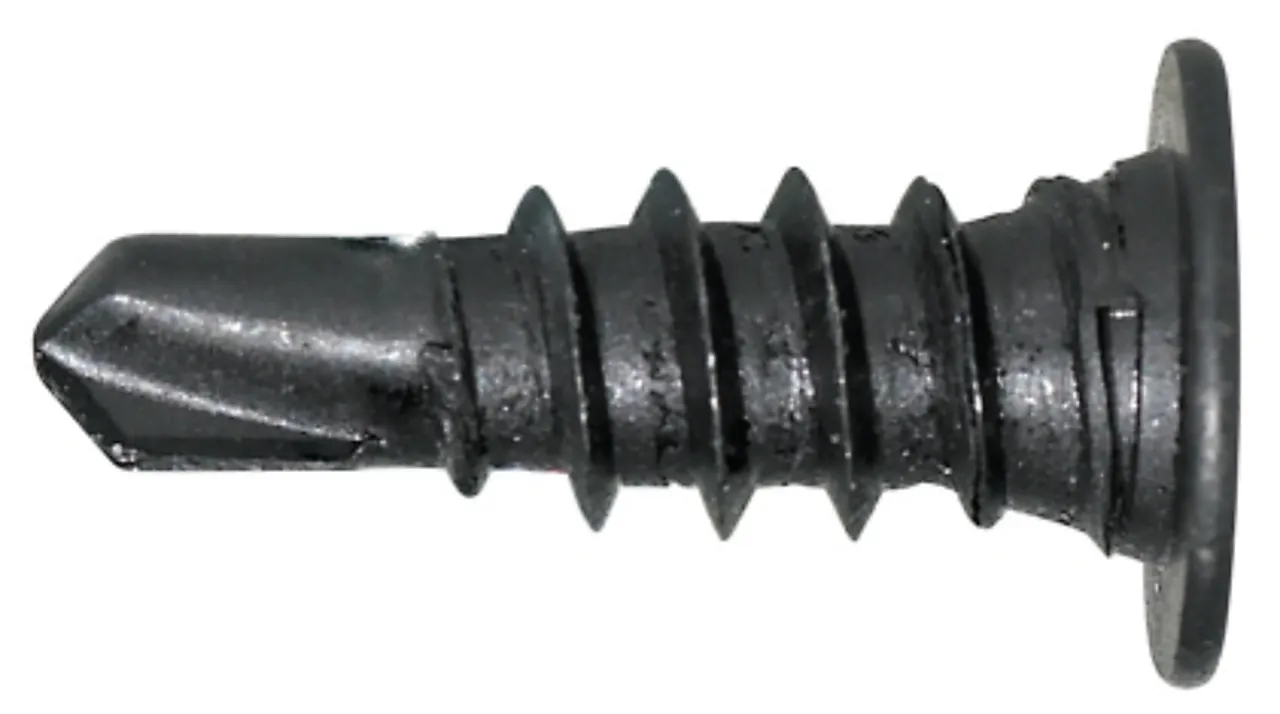 Skivehodeskrue borspiss 4,2x13 a500 sort ph2 flat stål/stål