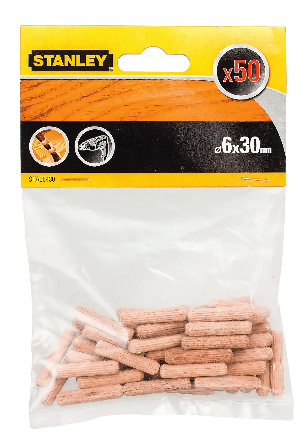 Stanley treplugger runde 6x30 mm pakke a 50 stk Stanley treplugger runde 6x30 mm pakke a 50 stk