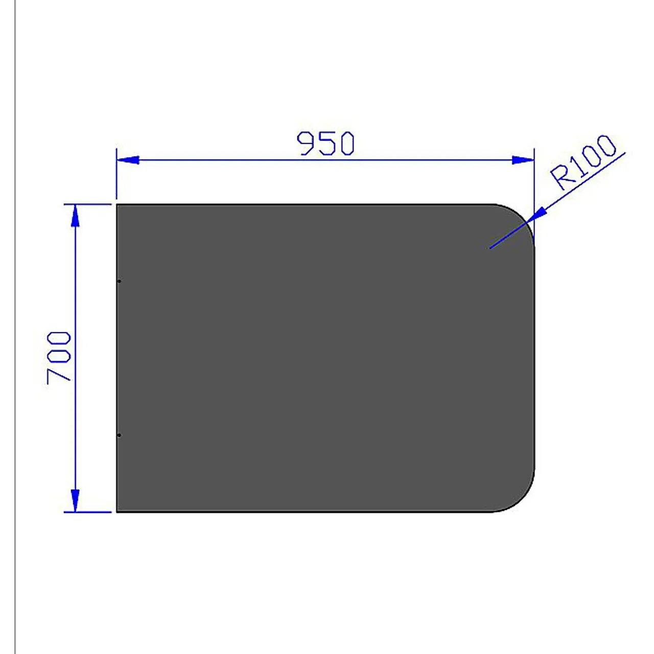 Gulvplate sort 100 mm radius 700x950 mm Gulvplate sort 100 mm radius 700x950 mm