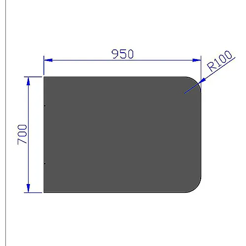 Gulvplate sort 100 mm radius 700x950 mm