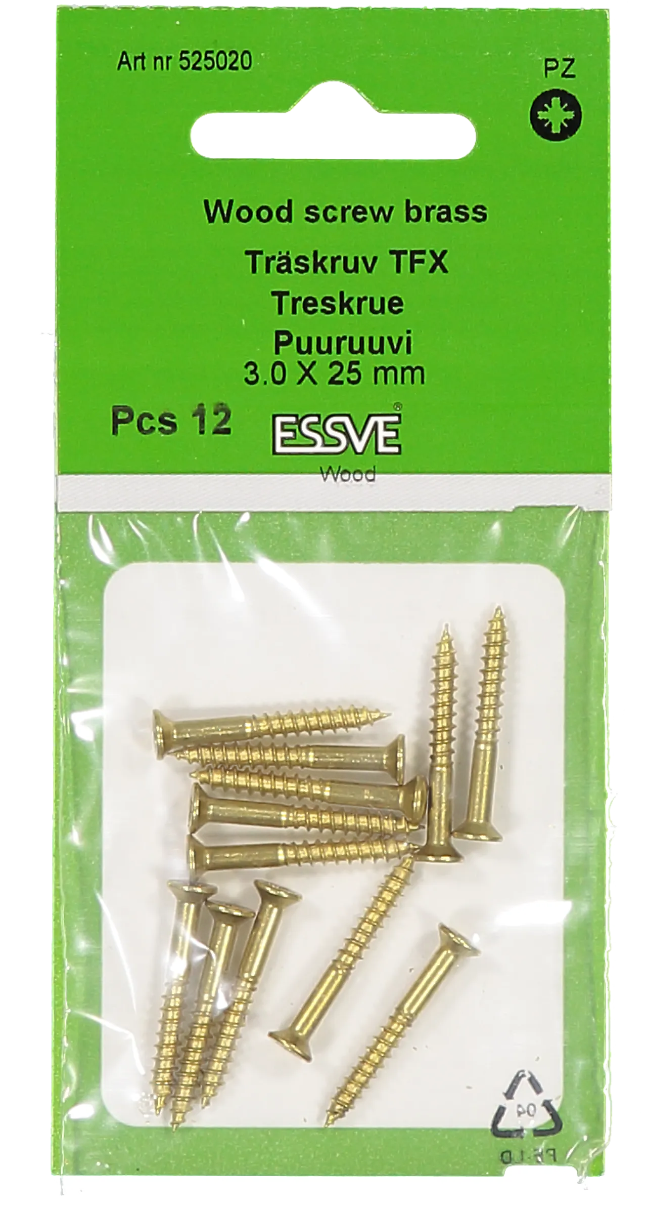 Treskrue inv sh 3,15x25messing -12 senkhode for bruk innendørs null - 25 - 2 - Miniatyr