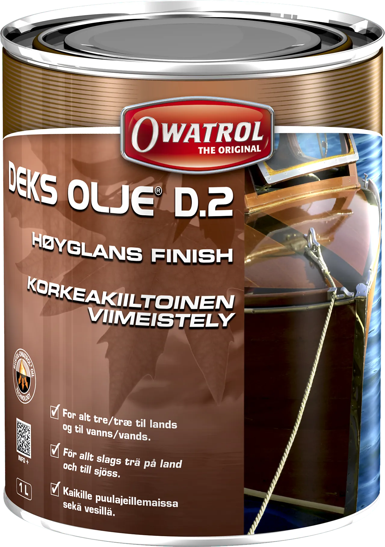 Deksolje D2 finish-olje høyglans 1 liter Deksolje D2 finish-olje høyglans 1 liter