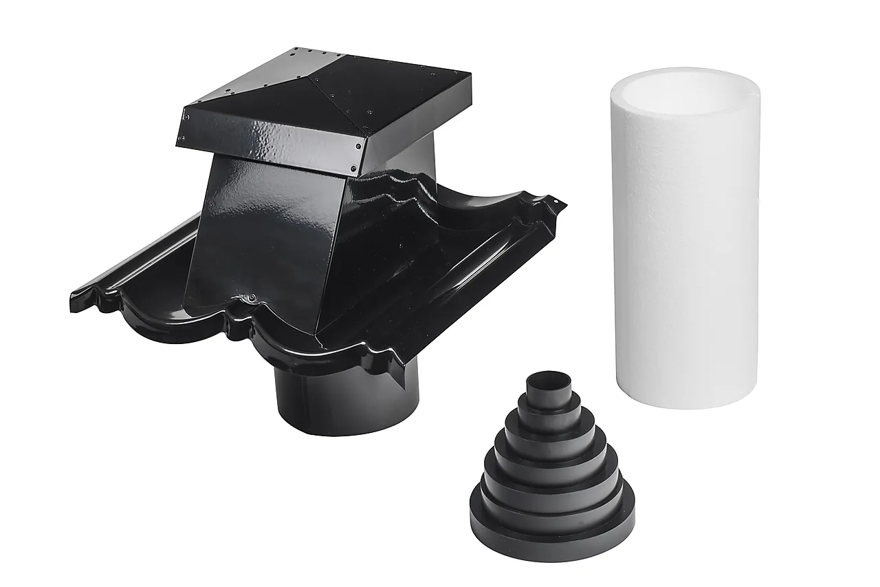 Kombilufter 10-50 stål excl sort inkl takmansjett, isola Kombilufter 10-50 stål excl sort inkl takmansjett, isola