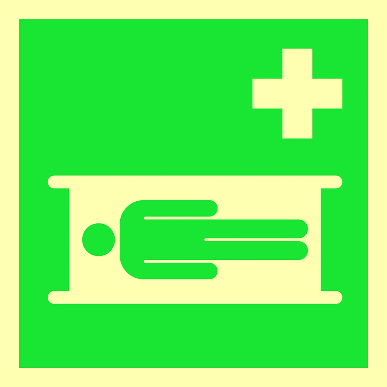 Skilt sykebåre 200x200 mm plast 1 mm etterlysende plast 150 mcd Skilt sykebåre 200x200 mm plast 1 mm etterlysende plast 150 mcd