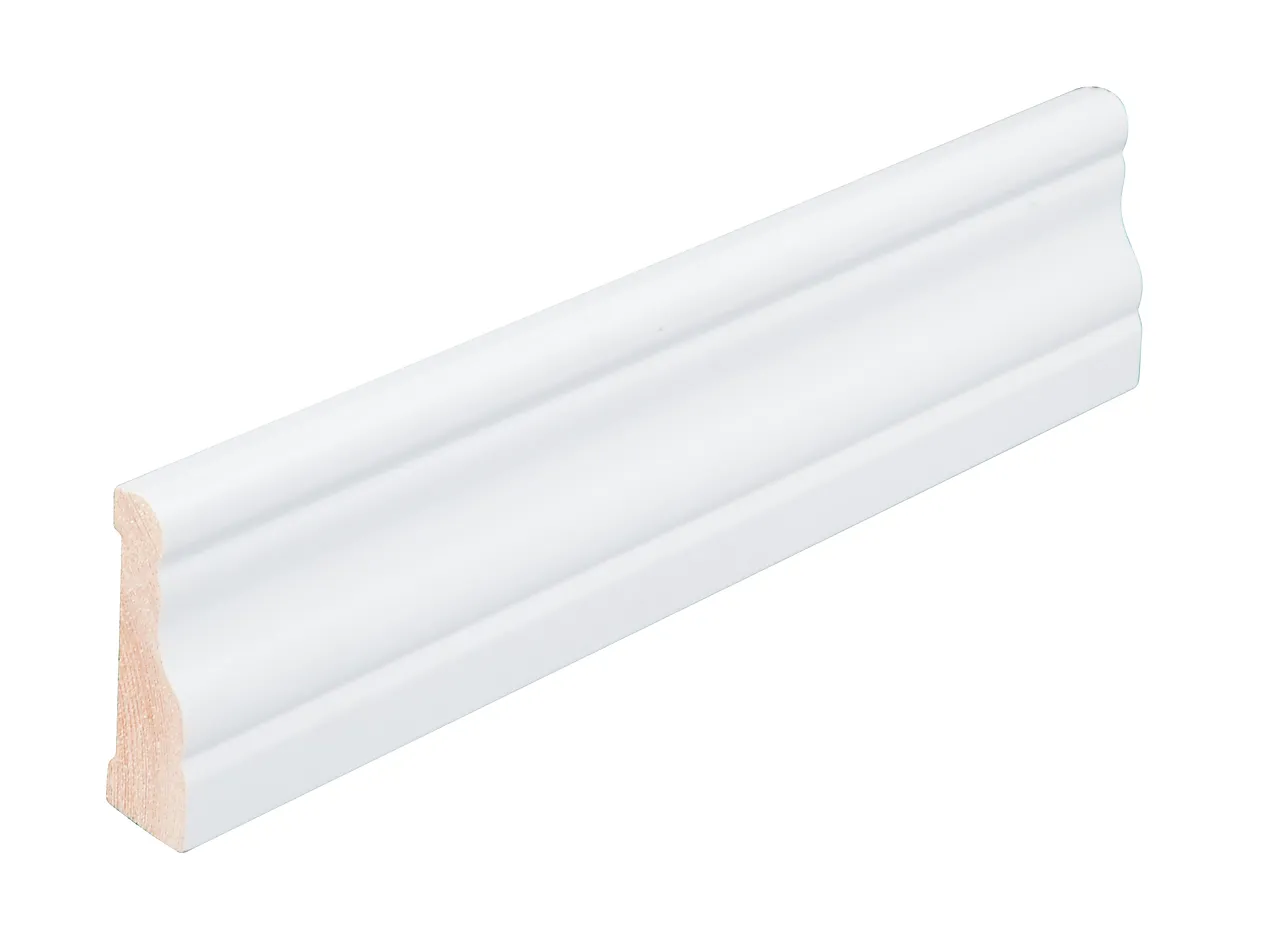 Gulvlist furu profilert hvit bomull S0502-Y 14x56x4400 mm