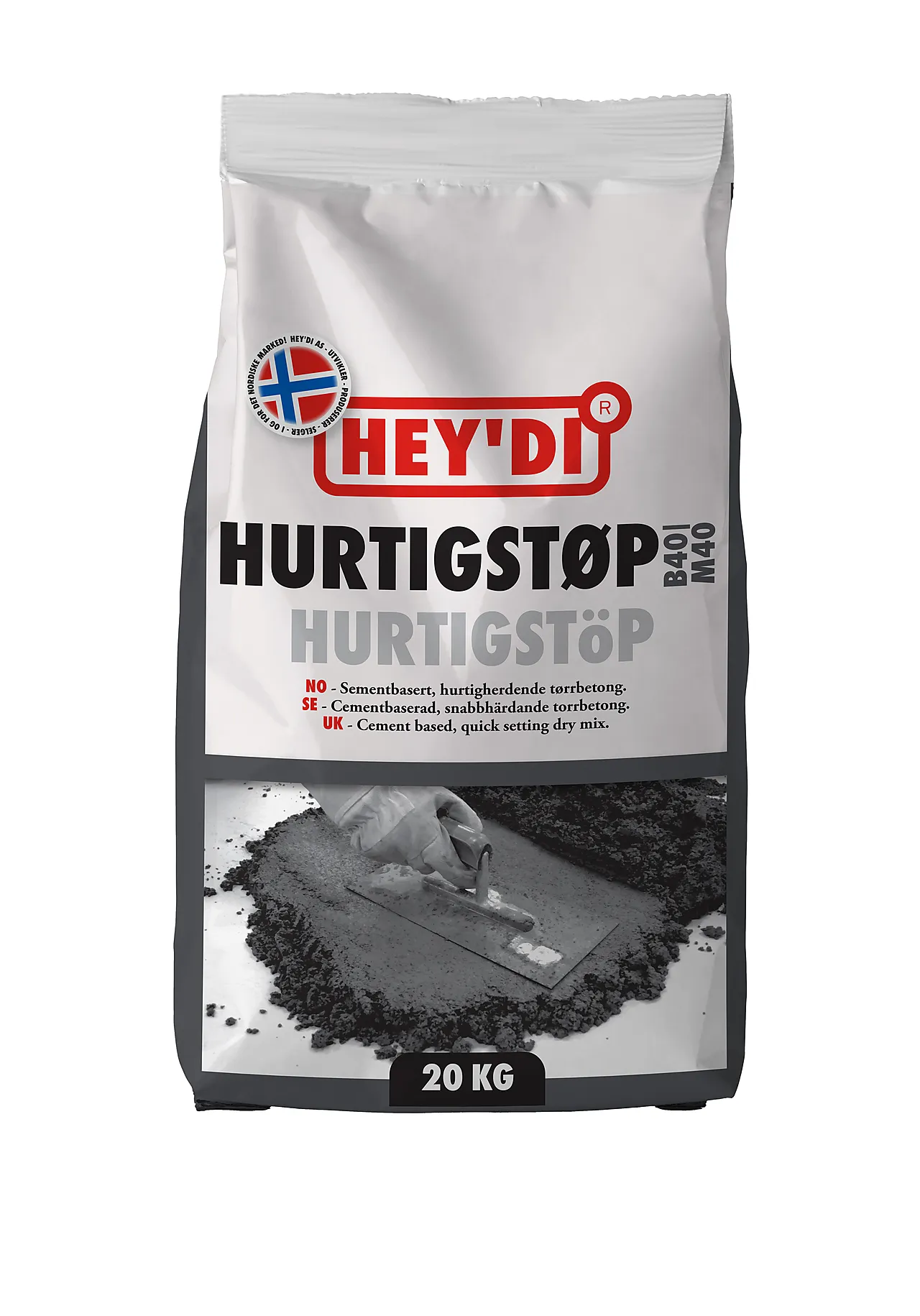 Heydi hurtigstøp 20kg støp hurtigherdende støpemasse Heydi hurtigstøp 20kg støp hurtigherdende støpemasse