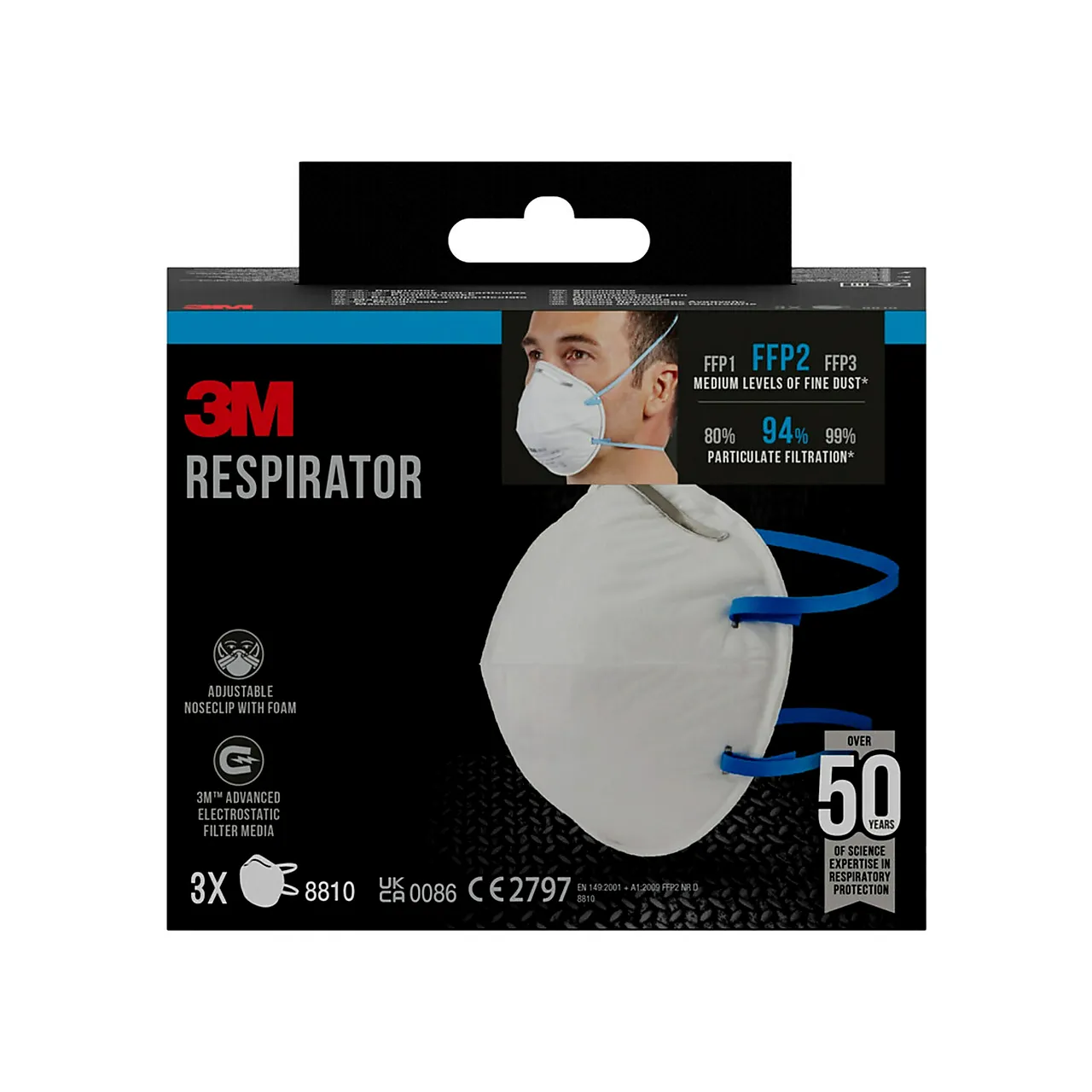 Støvmaske 8810C FFP2 3 stk u/ventil Støvmaske 8810C FFP2 3 stk u/ventil