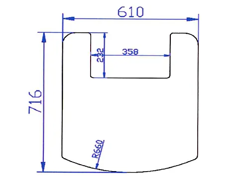 Gulvplate glass 610 x 716 mm