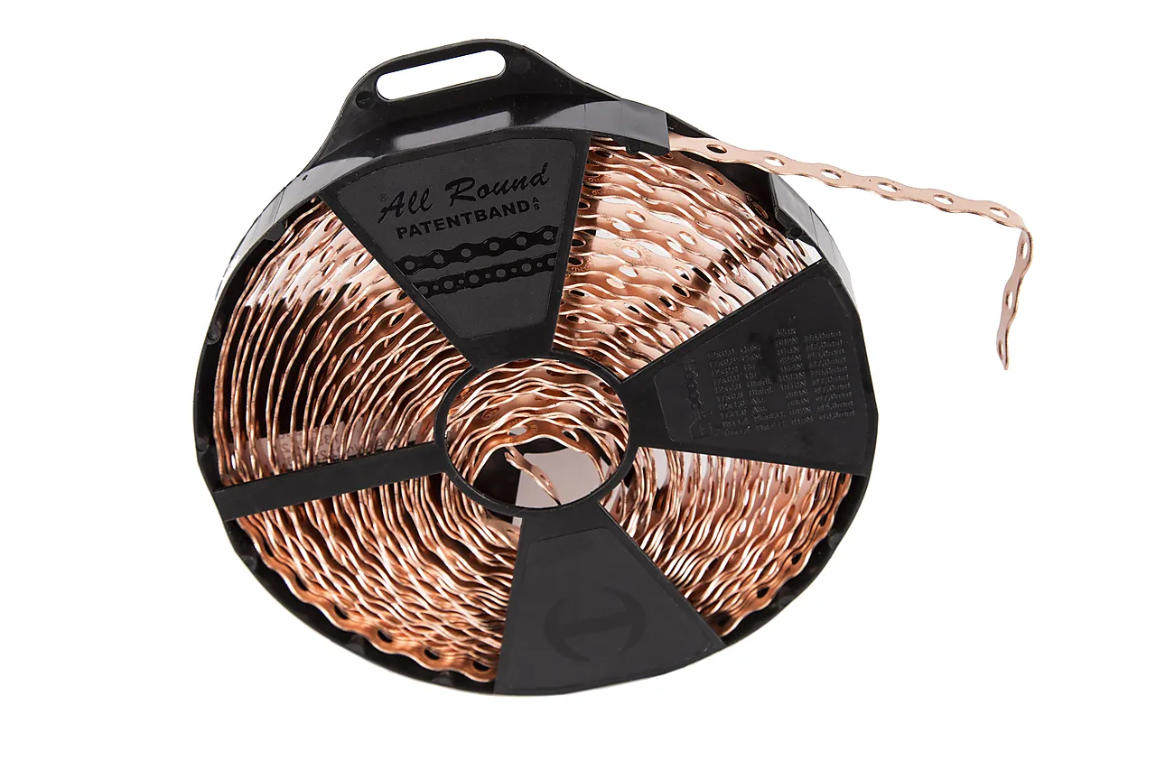 Patentband ar 12mm kobber rull 10m Patentband ar 12mm kobber rull 10m