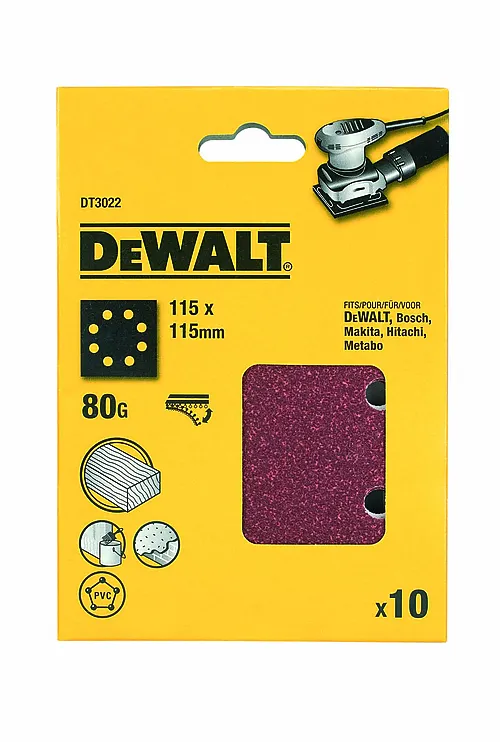 Dewalt Sandpapir med borrelås 80k 115x115 mm