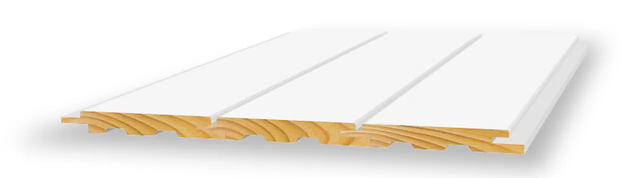 Opus sprekkpanel endepløyd 13x120x4850 mm hvitmalt furu