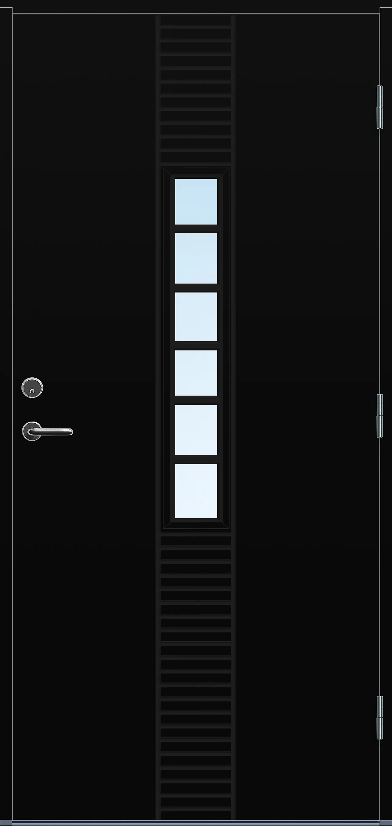 Ytterdør Lillehammer med glass svart høyre 90x200 cm