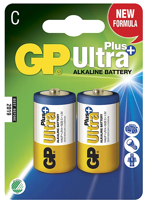 Batteri Ultra Plus Alkaline GP 14AUP-C/LR14 2 stk