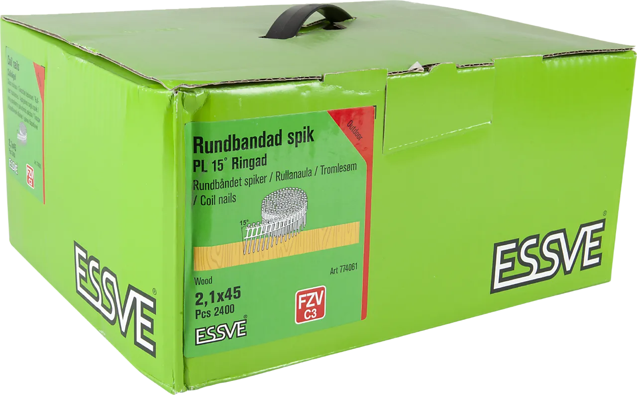 Spiker coil 15gr 2,1x45 fzv -2400 plastbåndet 15 grader varmforsinket