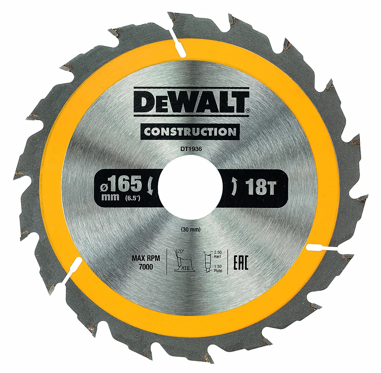 Dewalt sagblad 165x30 mm 18T DT1936