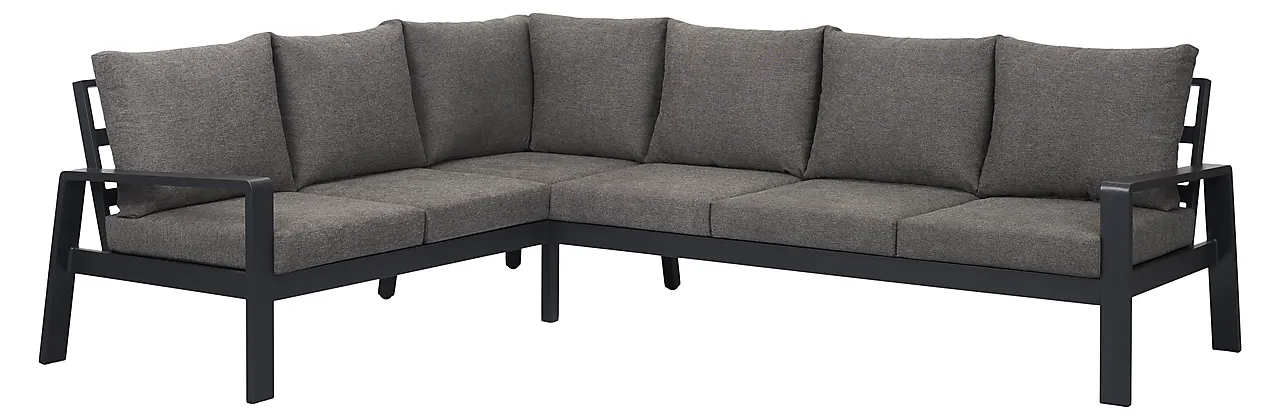 Hjørnesofa Lis med puter sort/grå