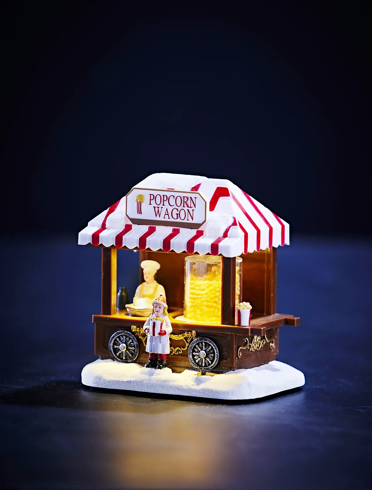 Popcornvogn til juleby 13,8x9,7x14 cm
