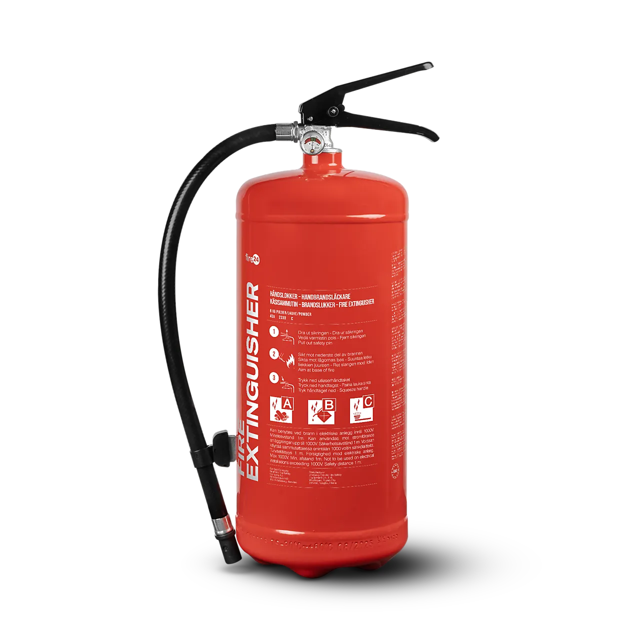 Brannslukker pulver 6 kg 43A 233B C Fire24 PE6XF