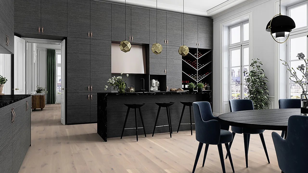 Parkett 1 stav eik hvit ncastle