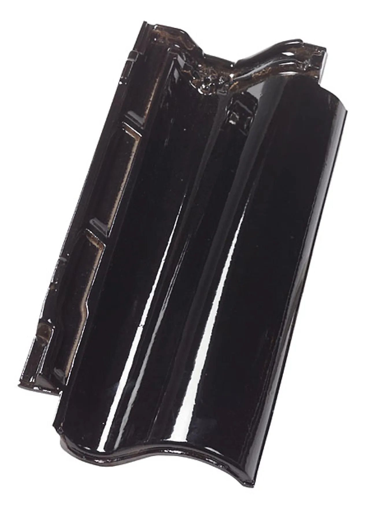 Takstein 2/3 Hollander V glasert svart