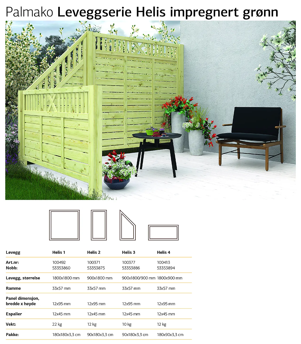 Levegg Helis 90x180/90 Imp. 33x57 mm ramme. 12 mm panel Levegg Helis 90x180/90 Imp. 33x57 mm ramme. 12 mm panel