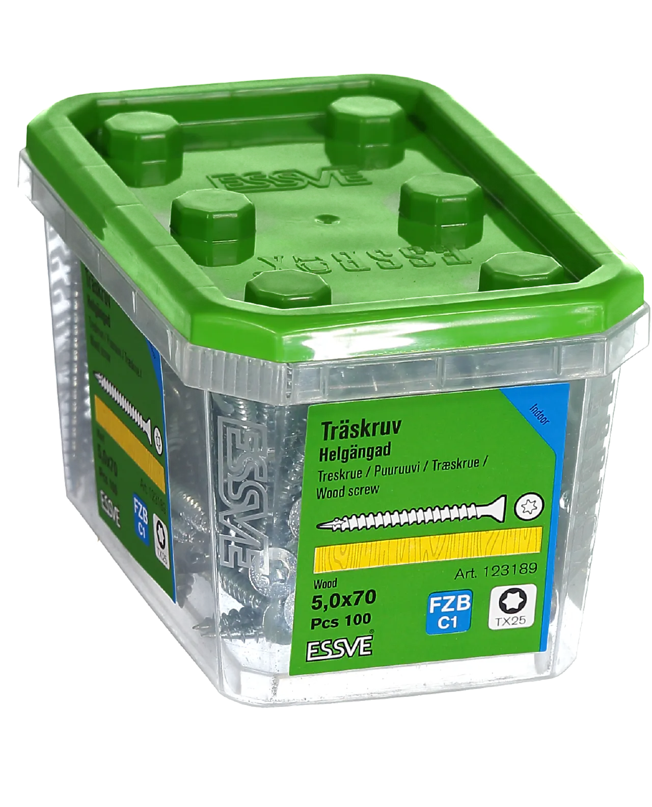 Treskrue inv sh hg 5x70 fzb a-100 senkhode helgjenget blankforsinket null - 70 - 2 - Miniatyr