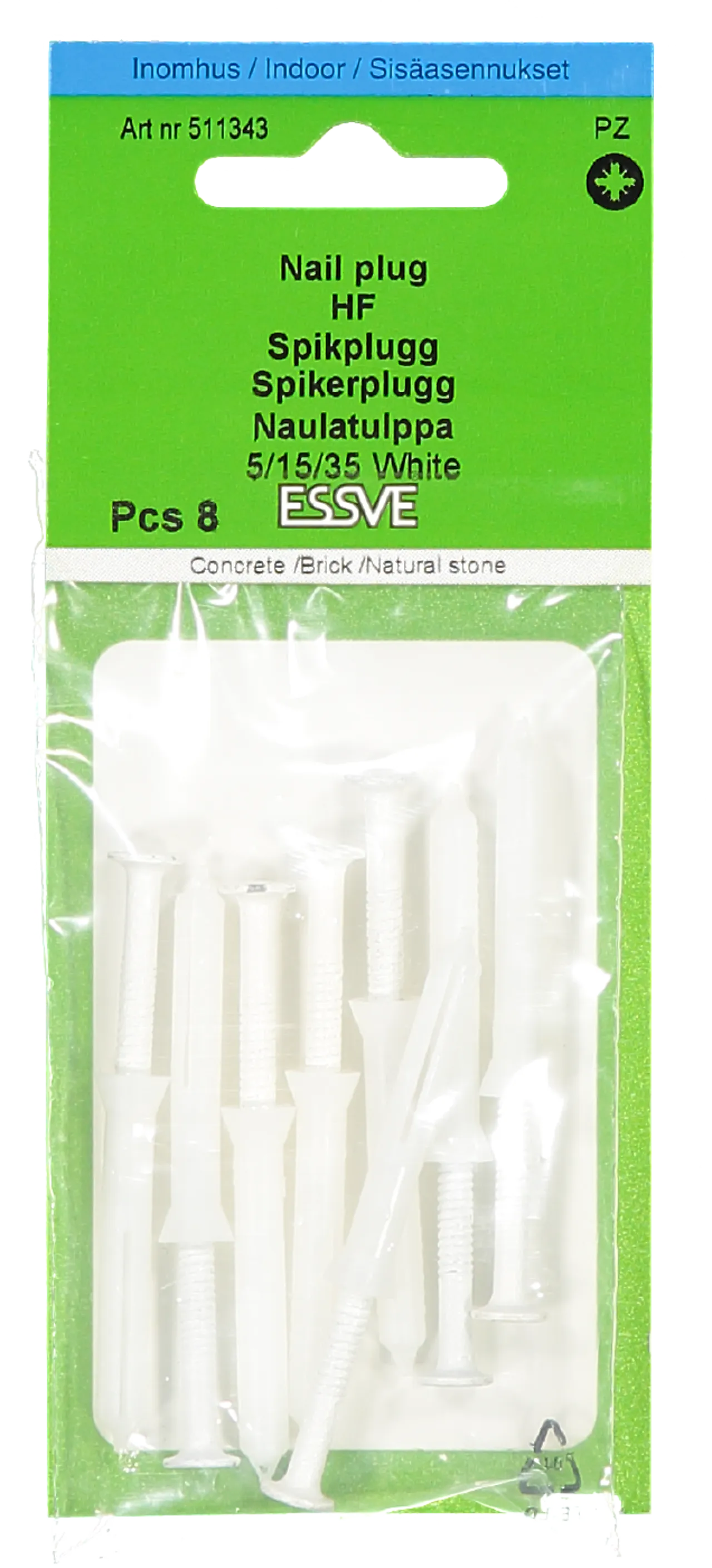 Spikerplugg hvit sh 5x35 fzb-8 senkhode-krage blankforsinket null - null - 2 - Miniatyr