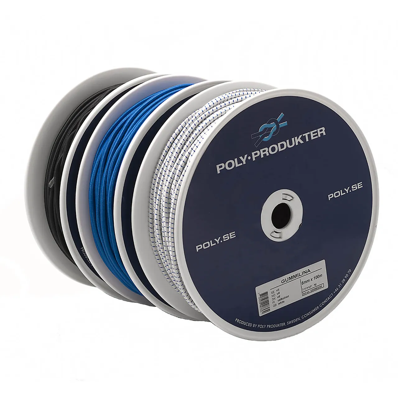 Gummiline -strikk 4mm 100m hvit spl flettet spole null - 100 - 2 - Miniatyr