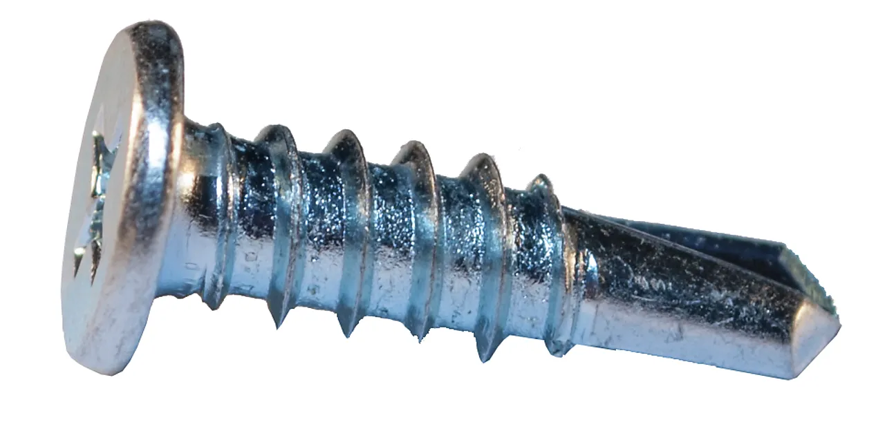 Montasjeskrue flatt hode 4,2x15 mm bluezink ph2 stål max 2,0 mm eske a 500 stk
