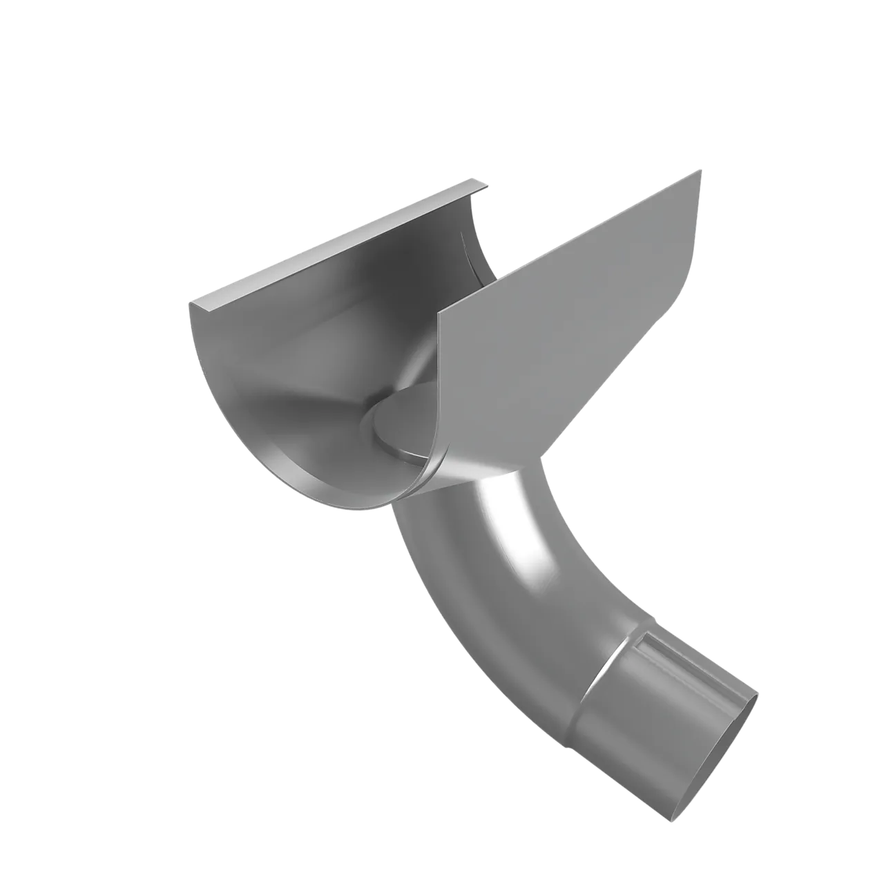 Trakt til takrenne T120 mm med bend 75 grader ubehandlet Trakt til takrenne T120 mm med bend 75 grader ubehandlet