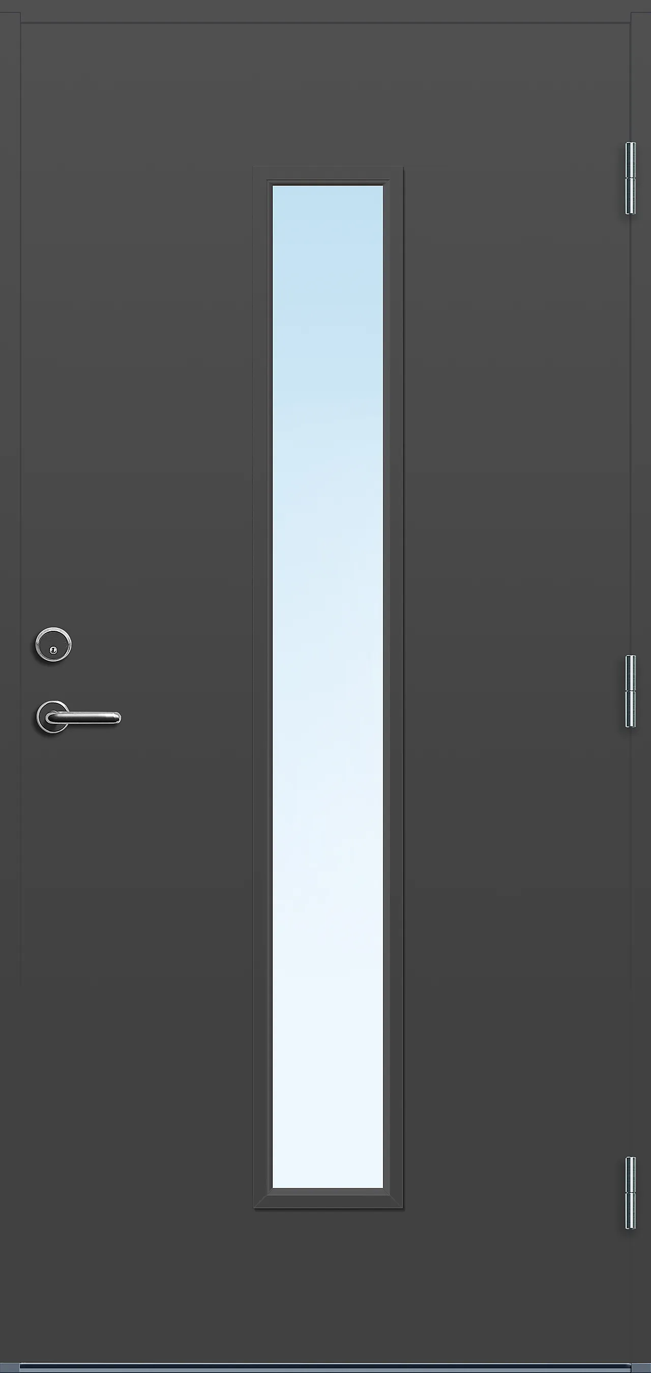 Ytterdør Volda med glass mørk grå høyre 90x200 cm