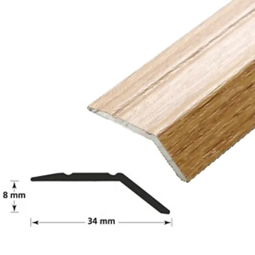 Nivålist nr 6 selvklebende aluminium 2 meter eik