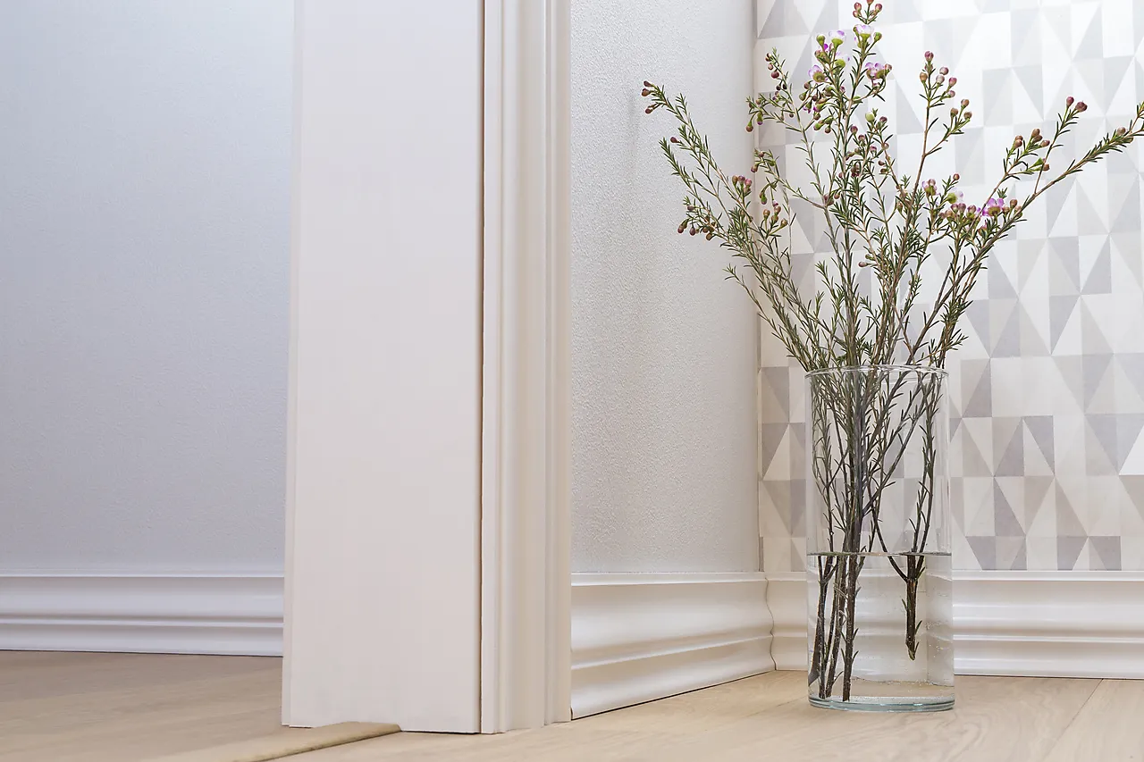 Glattkantlist furu hvit bomull S0502-Y 6x21 mm