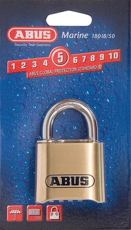 Hengelås kode 180IB/50 marine rustfri