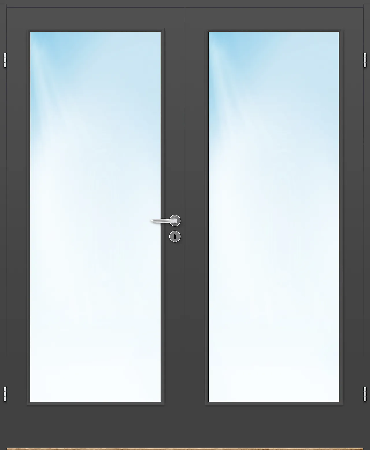 Dobbel innerdør Sletten Kompakt helglass mørk grå 153x210 cm