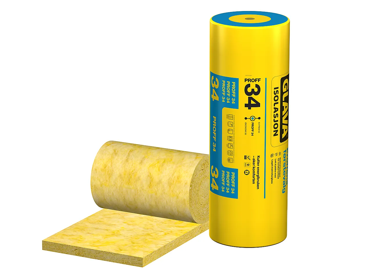 Isolasjon proff 34 rull 100x570x4700 mm 2 stk Isolasjon proff 34 rull 100x570x4700 mm 2 stk