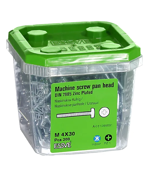 Maskinskrue ph hg m4x30 fzb-200 panhode helgjenget blankforsinket