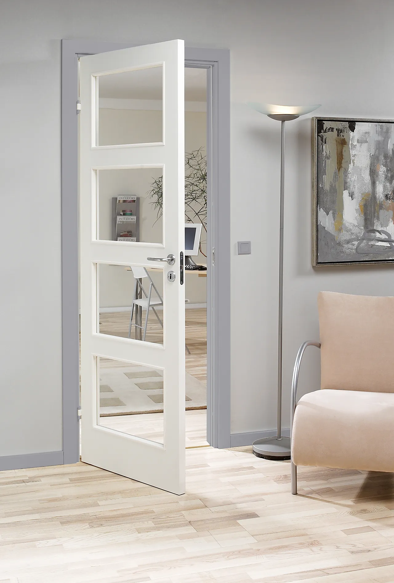 Dør stable gw4 9x20 hvit 4mm klart herdet glass null - null - 2 - Miniatyr