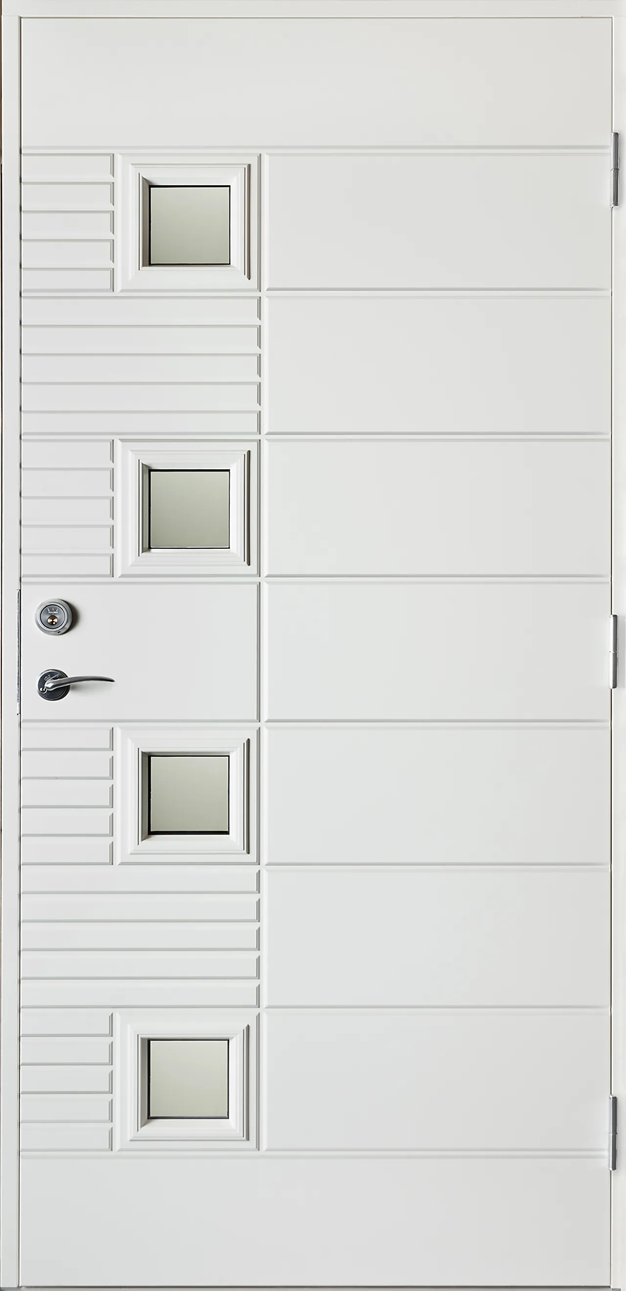 Ytterdør Katrine hvit sotet glass høyrehengslet 100x210 cm Ytterdør Katrine hvit sotet glass høyrehengslet 100x210 cm