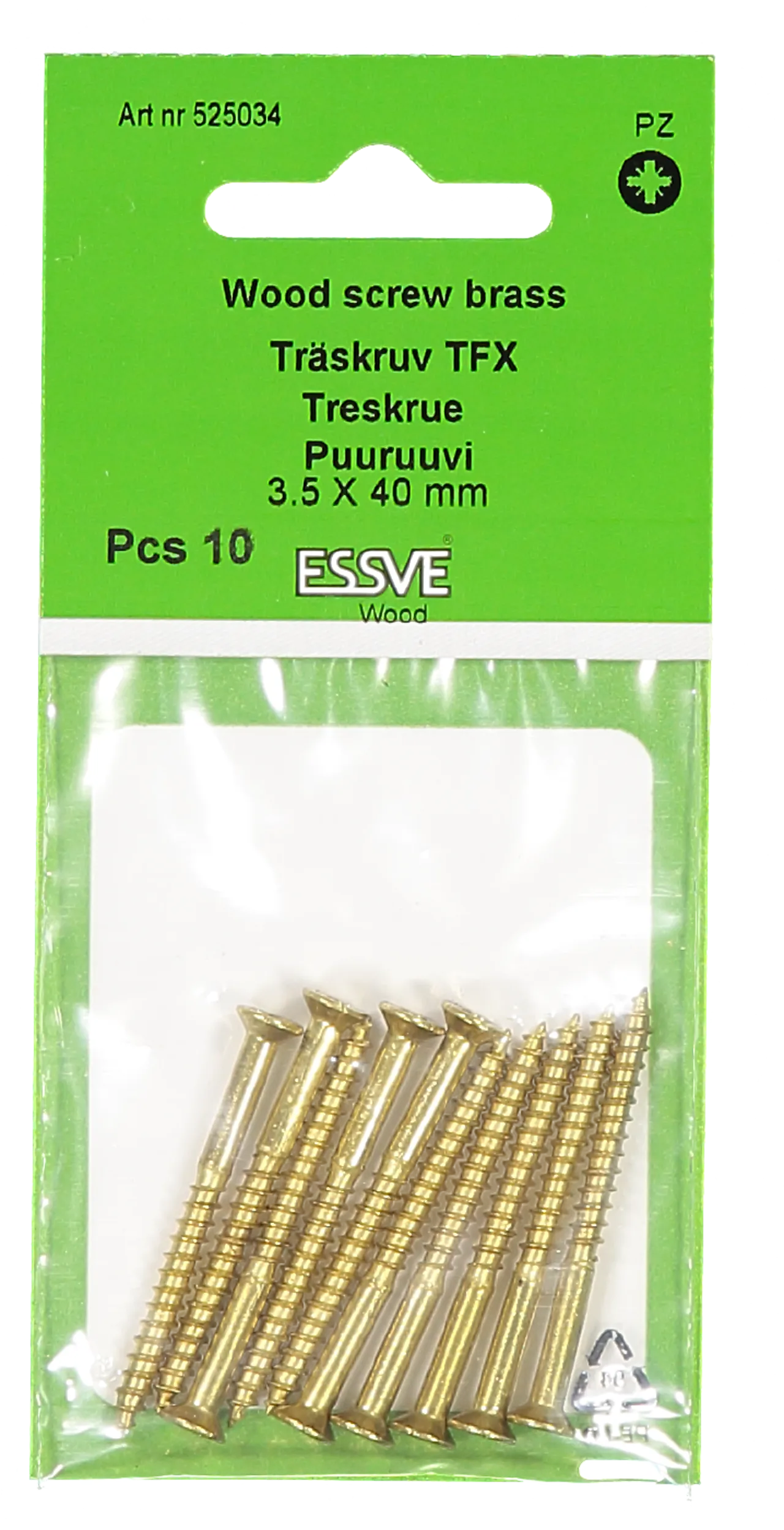 Treskrue inv sh 3,45x38messing -10 senkhode for bruk innendørs null - 40 - 2 - Miniatyr
