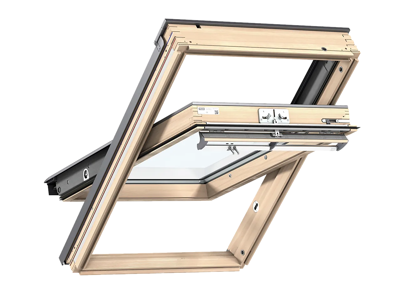 Takv mh 55x98 furu lakk 3-lags gl velux midthengslet 3-lags glass null - null - 2 - Miniatyr
